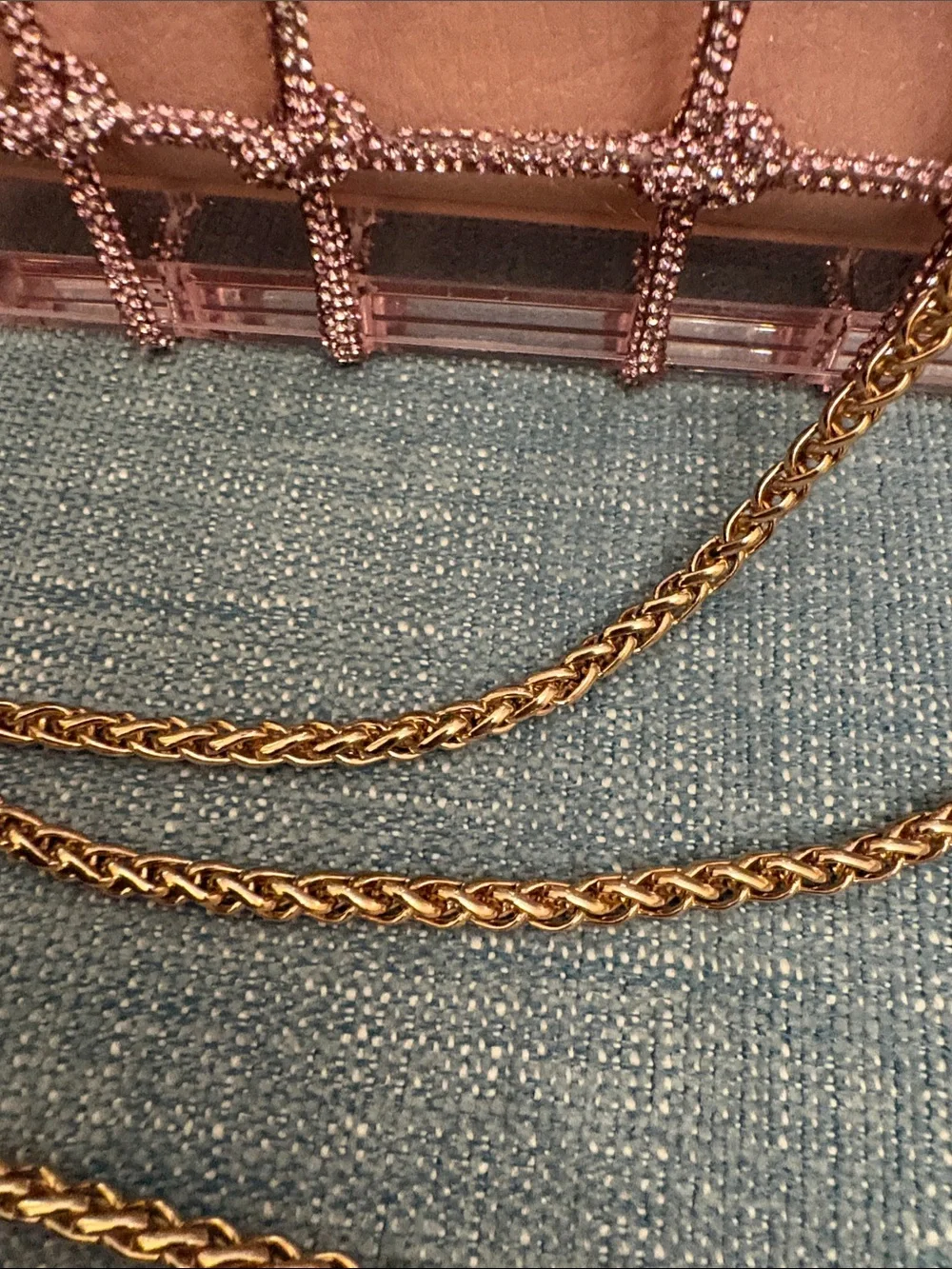 Altar'd State Pink Crystal Grid Crossbody with Gold Chain Strap - Picture 15 of 16